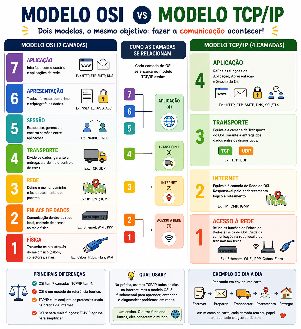 Comparação OSI vs TCP/IP